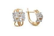 Серьги из красного золота с 74 фианитами