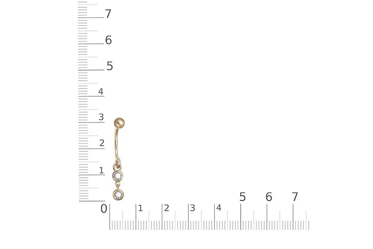 Пирсинг из жёлтого золота с 2 фианитами
