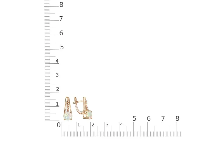 Серьги из красного золота с 2 опалами и 10 сапфирами