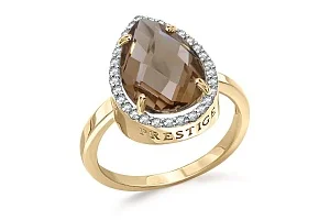 Кольцо из жёлтого золота с наноситалом и 30 фианитами