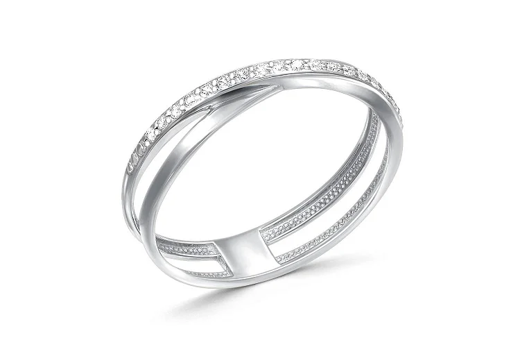 Кольцо Дорожка из белого золота с 17 фианитами