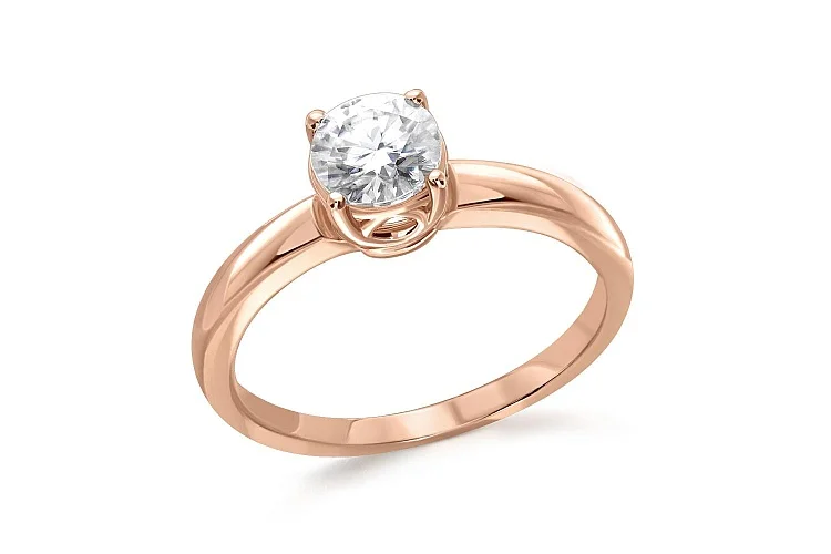 Кольцо из красного золота с муассанитом