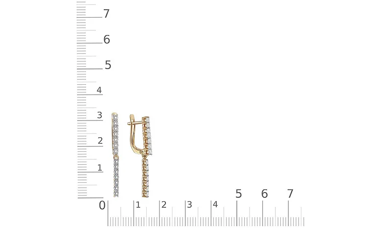 Серьги Дорожки из жёлтого золота с 28 бриллиантами