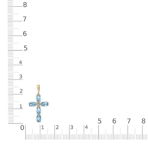 Крест из красного золота с 6 топазами swiss