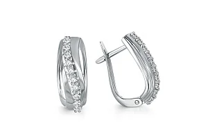 Серьги из белого золота с 20 фианитами