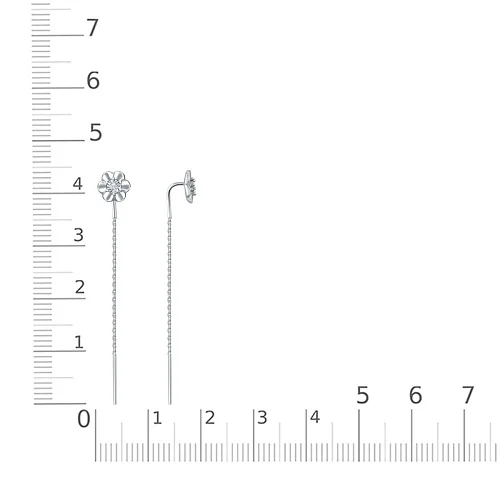 Серьги-продёвки из белого золота с 2 бриллиантами