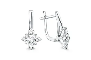 Серьги из белого золота с 18 фианитами