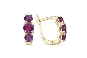 Серьги из жёлтого золота с 6 родолитами