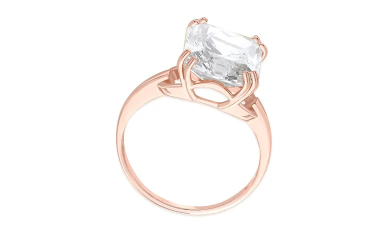 Кольцо из красного золота с фианитом