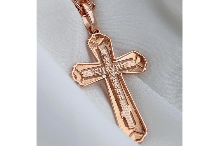 Крест из красного золота без вставок