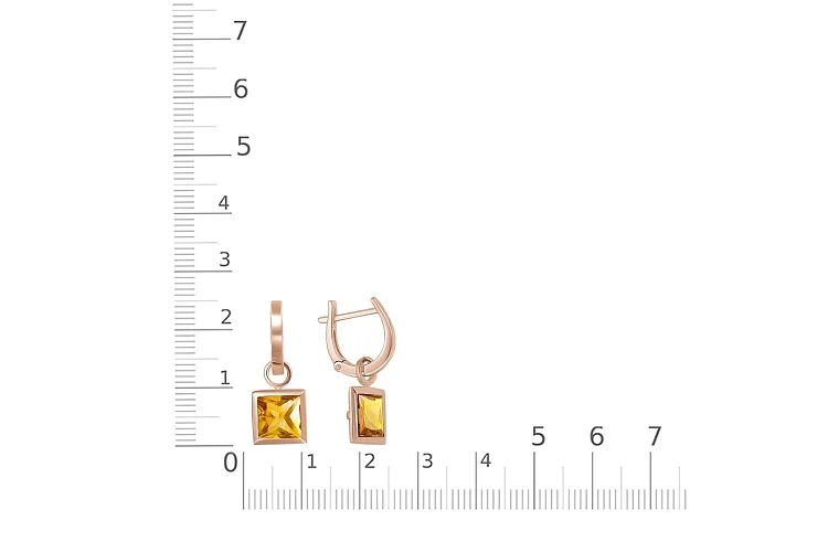 Серьги-трансформеры из красного золота с 2 цитринами