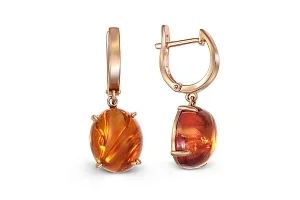 Серьги из красного золота с янтарём