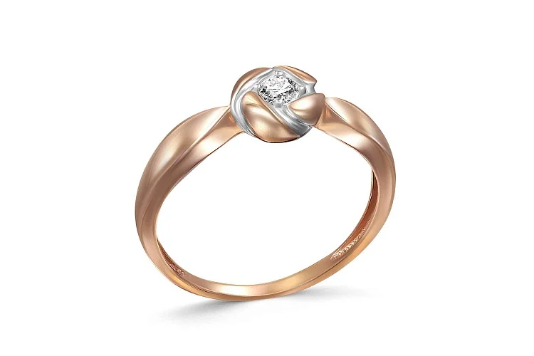 Кольцо из красного золота с фианитом