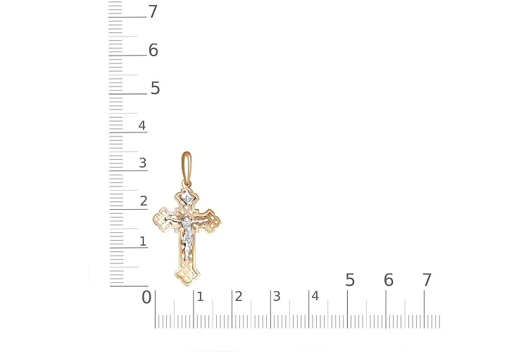 Крест из красного золота с бриллиантом