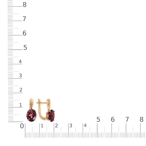 Серьги из красного золота с 2 гранатами