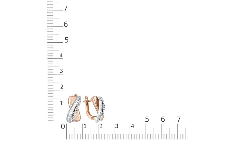 Серьги из красного золота с 26 фианитами
