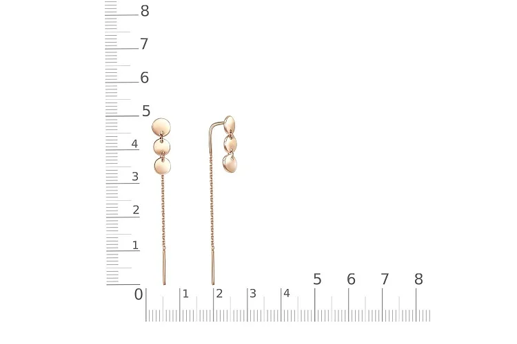 Серьги-продёвки Круги из красного золота без вставок