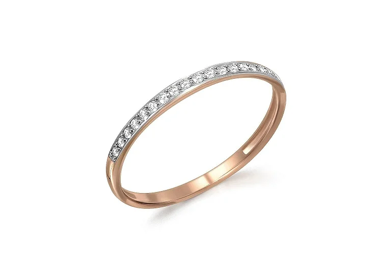Кольцо Дорожка из красного золота с 20 фианитами