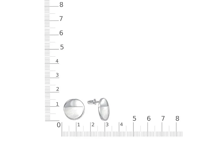 Серьги-пусеты Круги из белого золота с перламутром