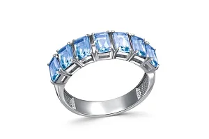 Кольцо Дорожка из белого золота с 7 топазами swiss