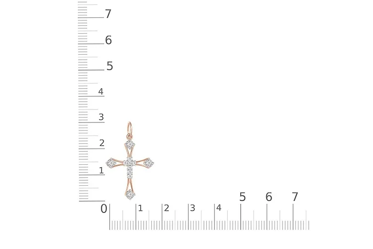 Крест из красного золота с 11 бриллиантами