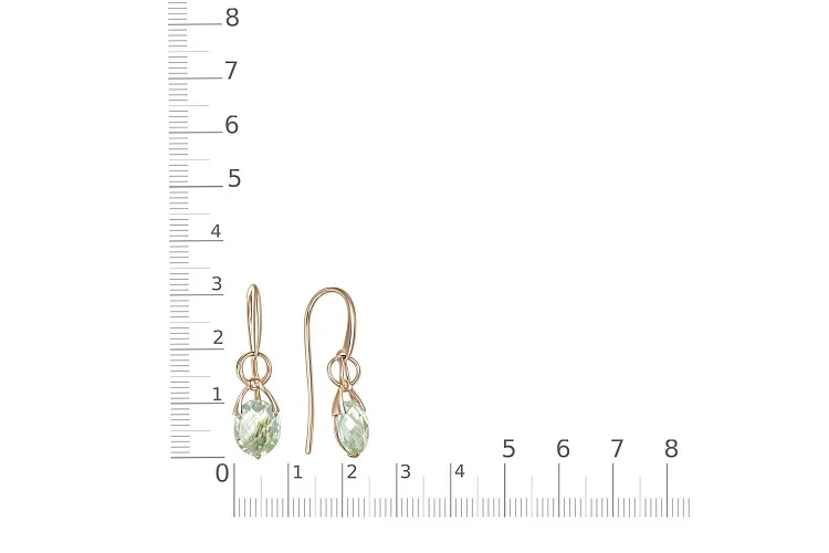 Серьги из красного золота с 2 аметистами