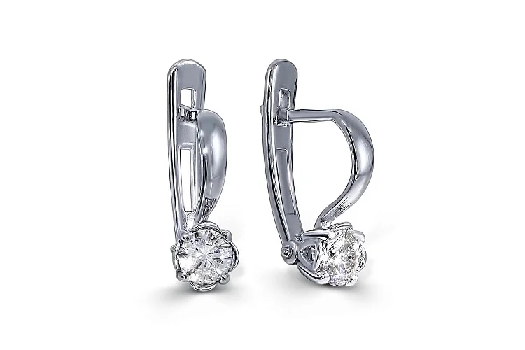Серьги из белого золота с 2 бриллиантами