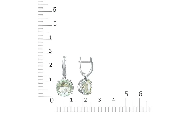 Серьги из белого золота с 2 аметистами