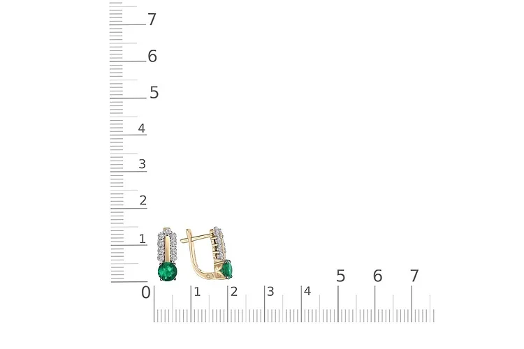 Серьги из жёлтого золота с 2 изумрудами и 18 бриллиантами