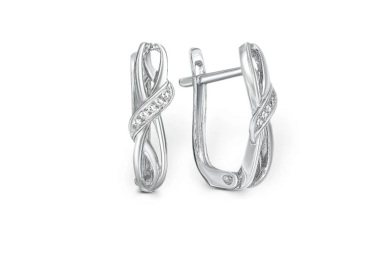Серьги из белого золота с 10 бриллиантами