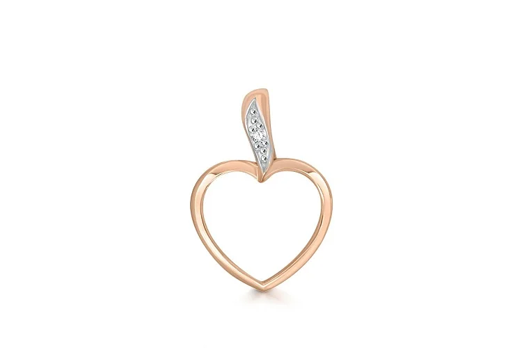 Подвеска Сердце из красного золота с фианитом
