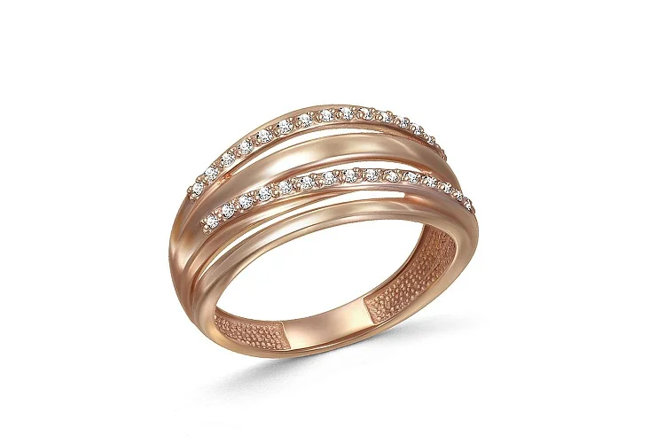 Кольцо Дорожка из красного золота с 30 фианитами