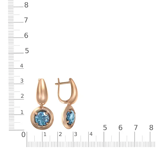 Серьги из красного золота с 2 топазами swiss