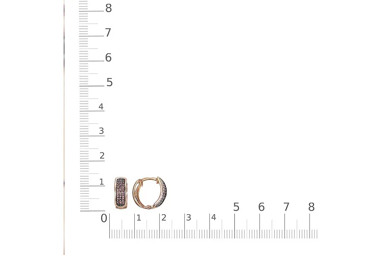 Серьги из красного золота с 66 фианитами