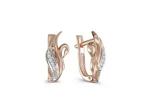 Серьги Птицы из красного золота с 10 фианитами