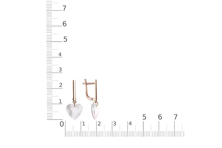 Серьги Сердца из красного золота с перламутром