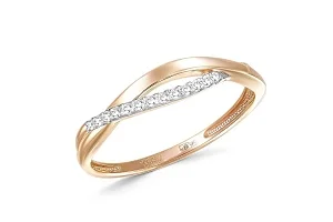 Кольцо из красного золота с 14 фианитами