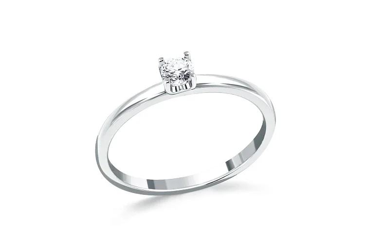 Кольцо из белого золота с выращенным бриллиантом