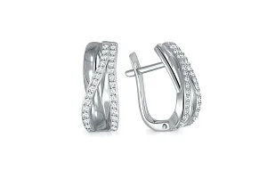 Серьги из белого золота с 58 фианитами