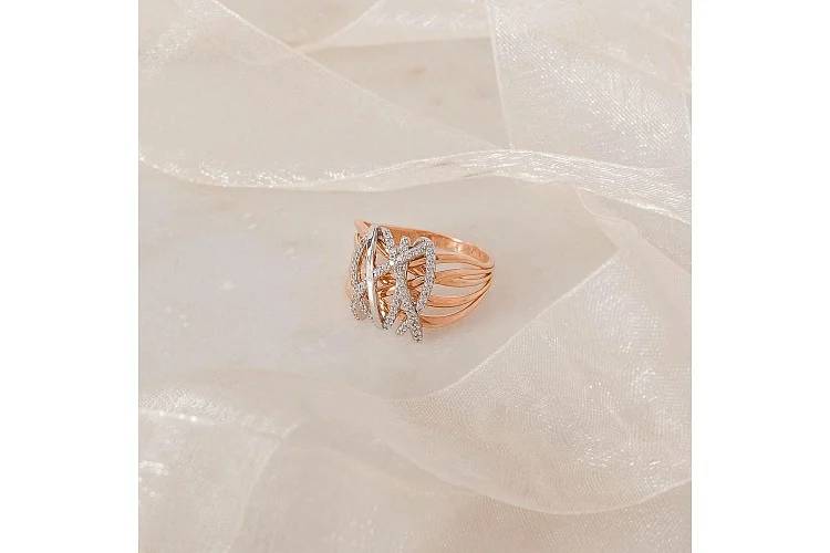 Кольцо из красного золота с 53 фианитами