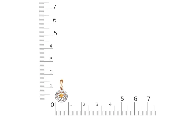 Подвеска Цветок из красного золота с цитрином и 8 фианитами