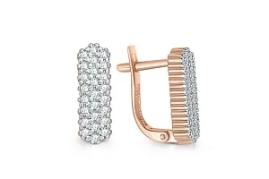 Серьги из красного золота с 50 фианитами