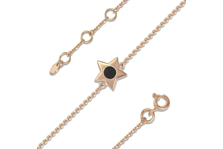 Детский браслет Звезда из красного золота с ониксом