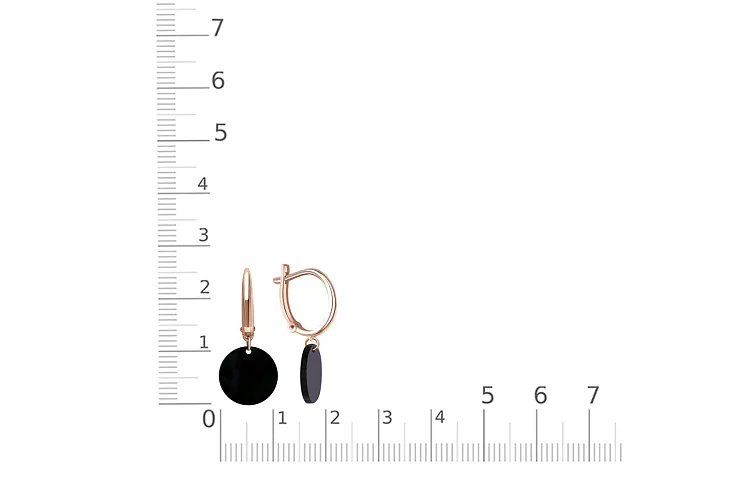 Серьги из красного золота с 2 ониксами
