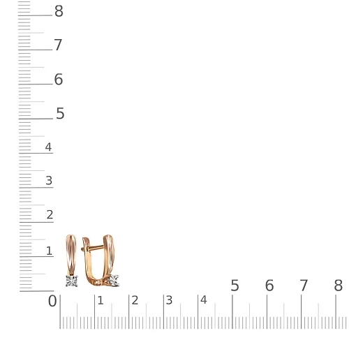 Серьги из красного золота с 2 бриллиантами