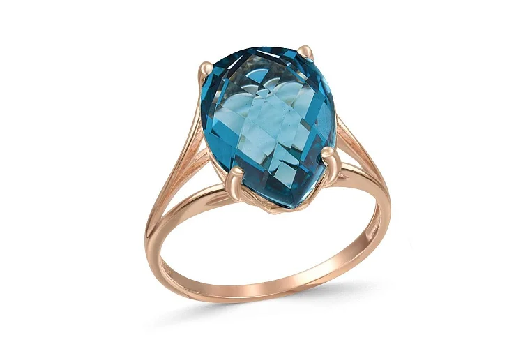 Кольцо из красного золота с ситаллом