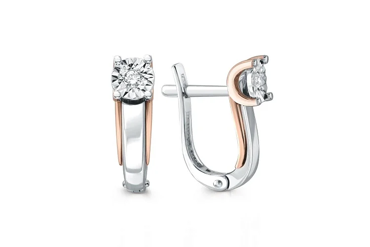 Серьги из белого золота с 2 бриллиантами