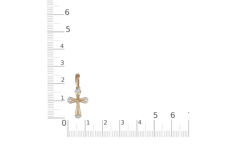 Крест из красного золота с 12 бриллиантами