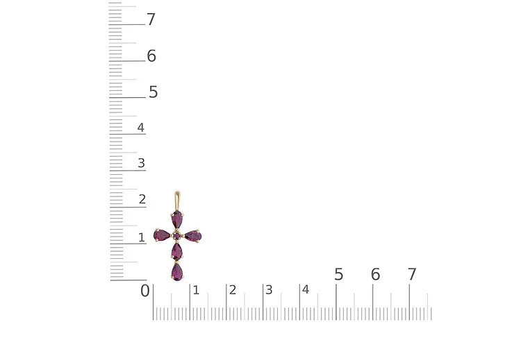 Крест из жёлтого золота с 6 родолитами