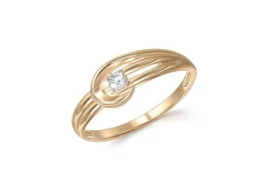 Кольцо из жёлтого золота с фианитом